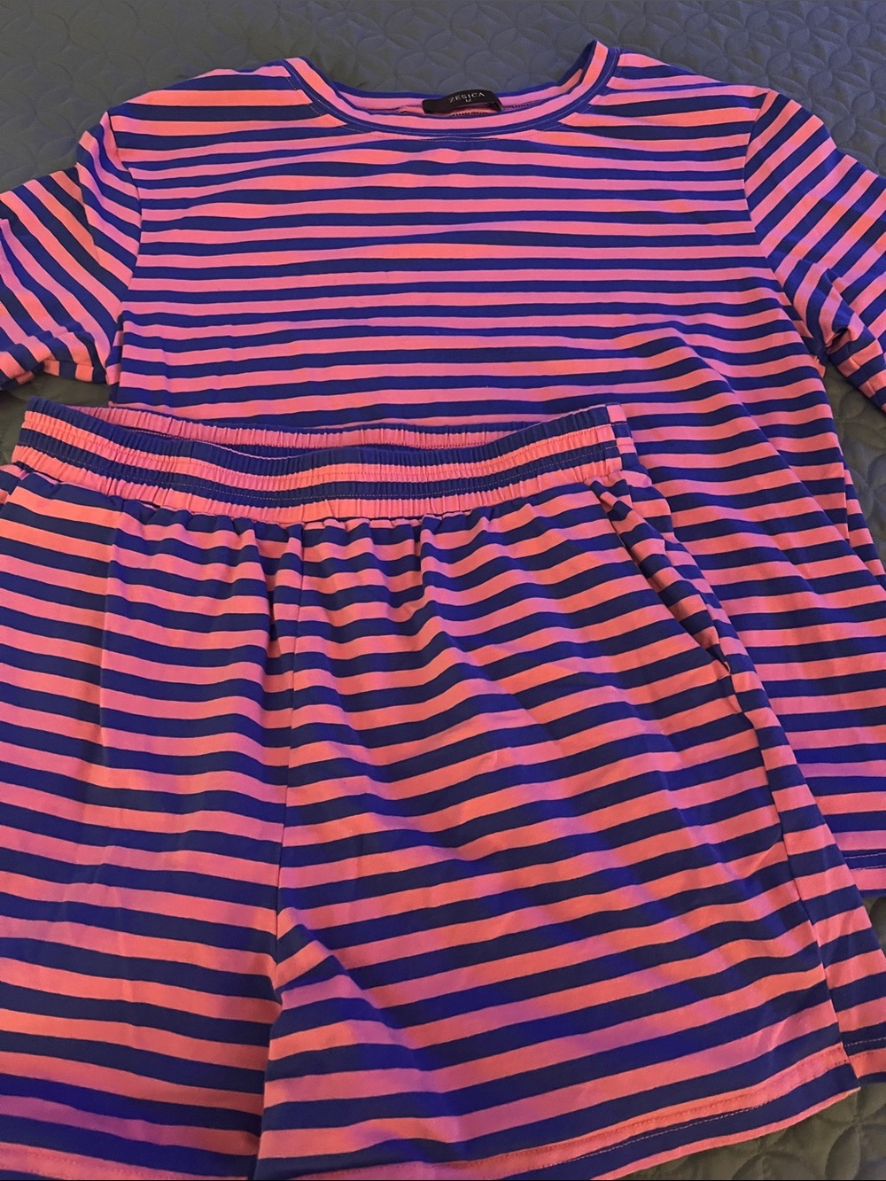 Striped Pink & Blue Short Sleeve Pajama Set by A New Day